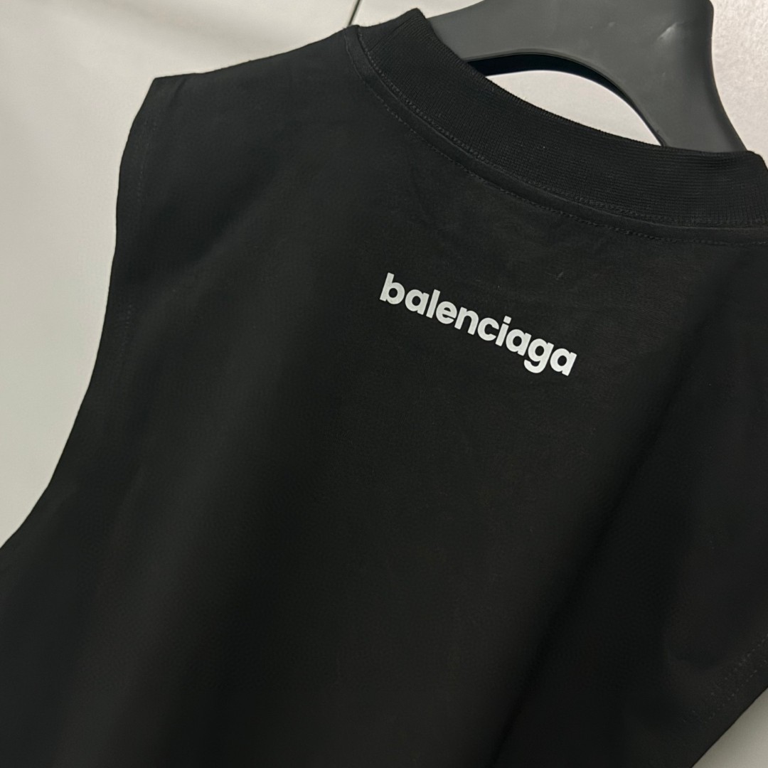 Balenciaga 巴黎世家 3M反光印花无袖上衣 背心 短袖 T恤 夏季 白色 黑色 A0