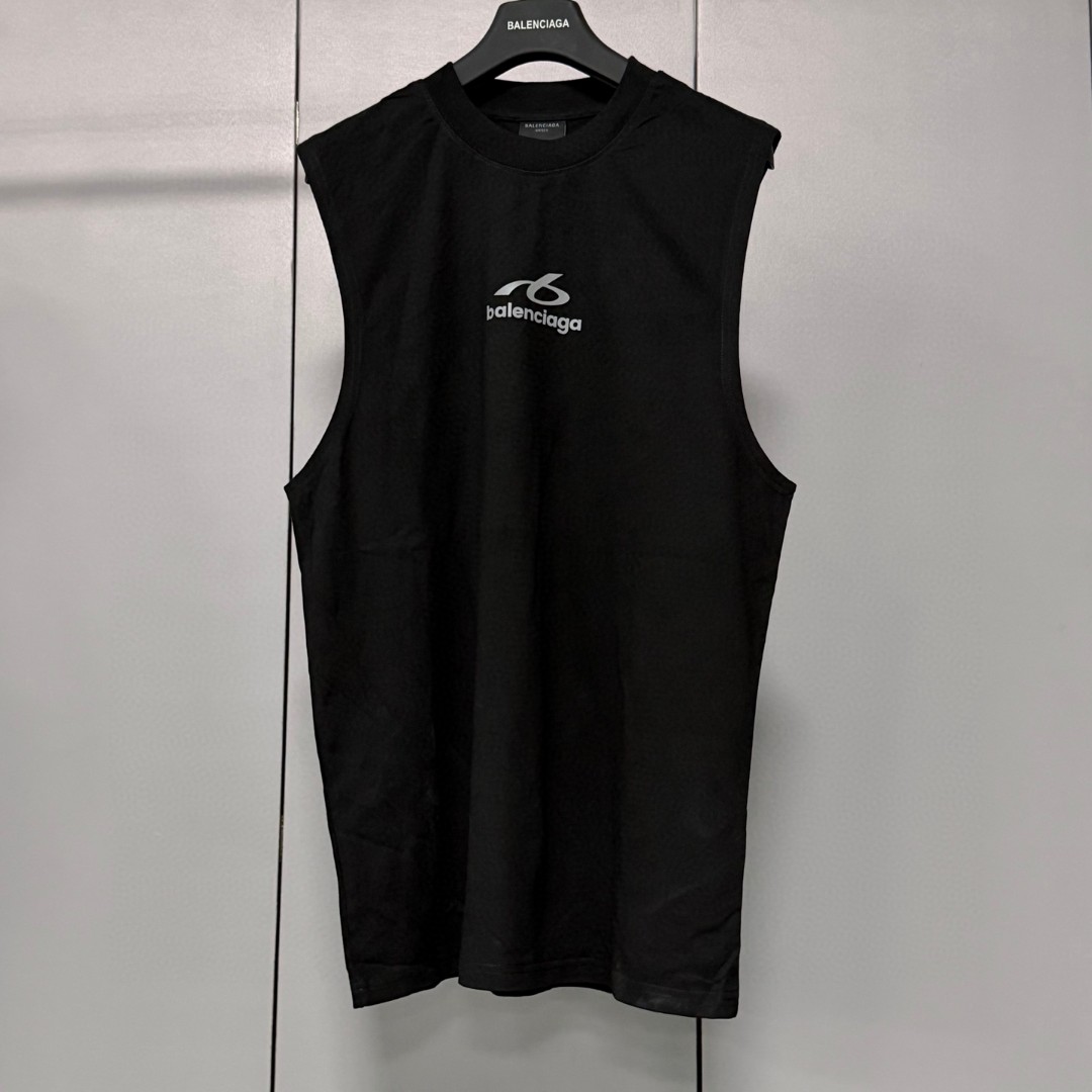 Balenciaga 巴黎世家 3M反光印花无袖上衣 背心 短袖 T恤 夏季 白色 黑色 A0