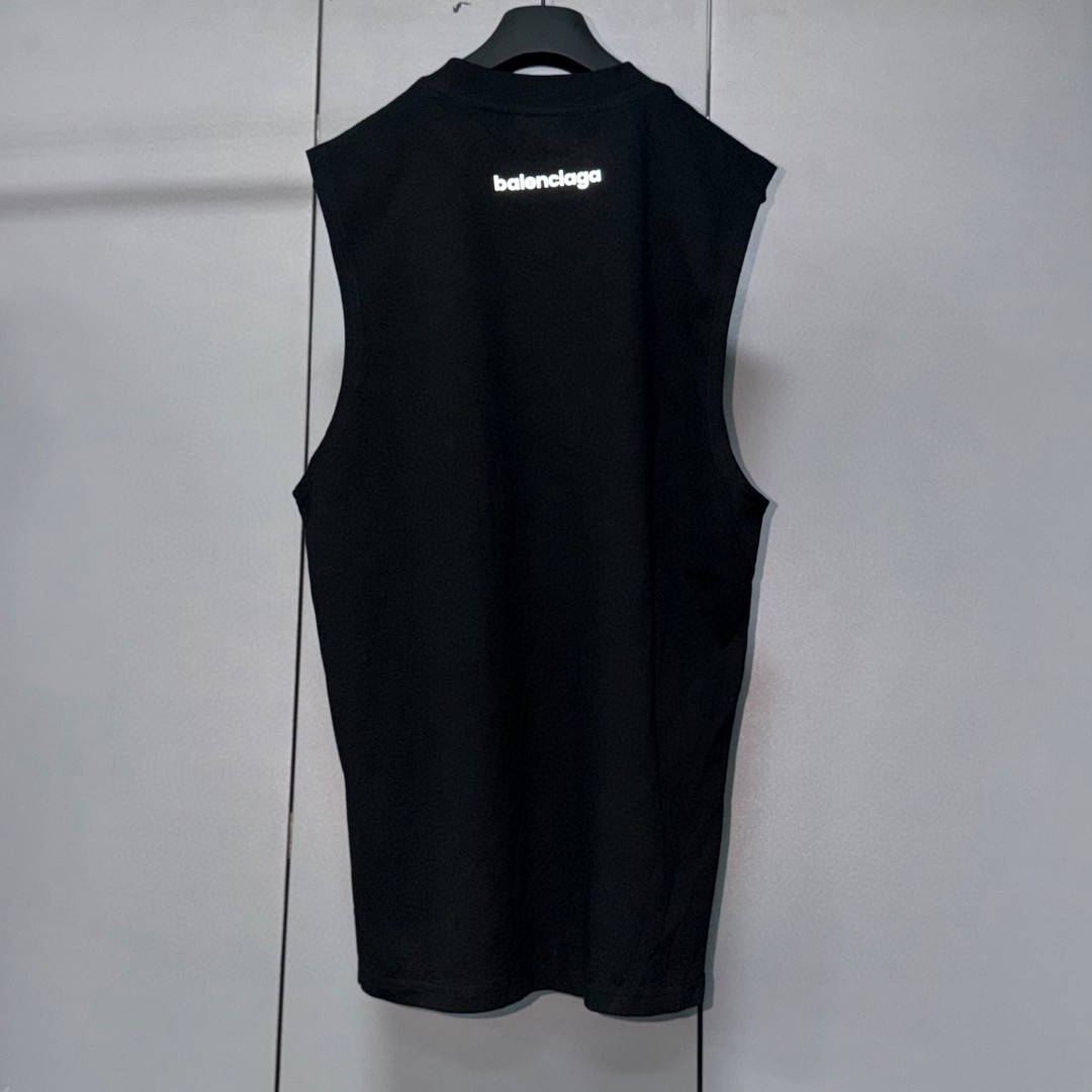 Balenciaga 巴黎世家 3M反光印花无袖上衣 背心 短袖 T恤 夏季 白色 黑色 A0