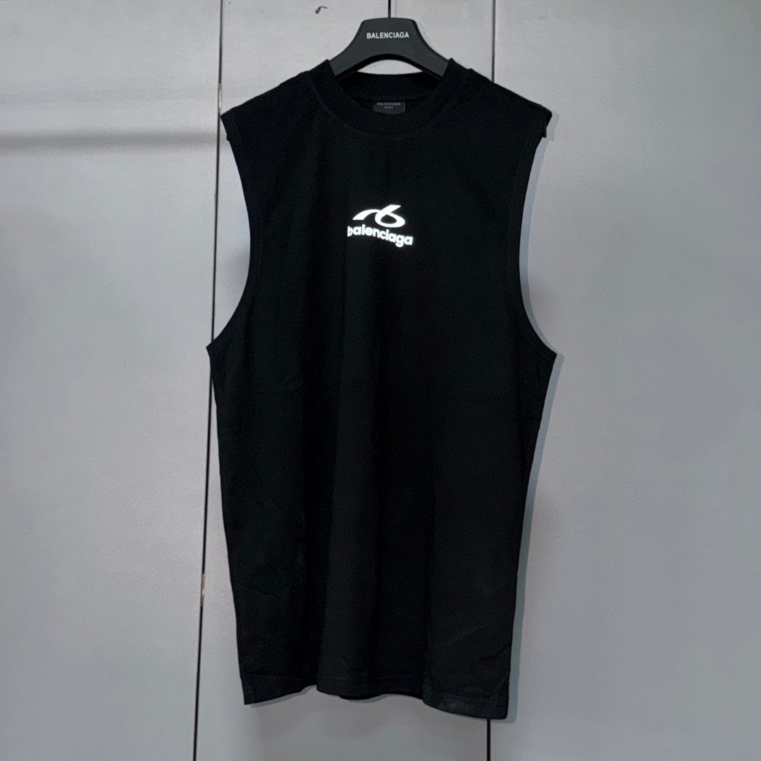 Balenciaga 巴黎世家 3M反光印花无袖上衣 背心 短袖 T恤 夏季 白色 黑色 A0