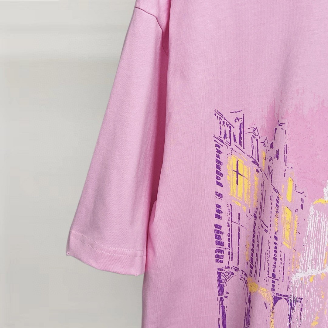 Balenciaga 巴黎世家 直喷印花圆领短袖 T恤 圆领 夏季 粉色 A0 764235TUVF55701