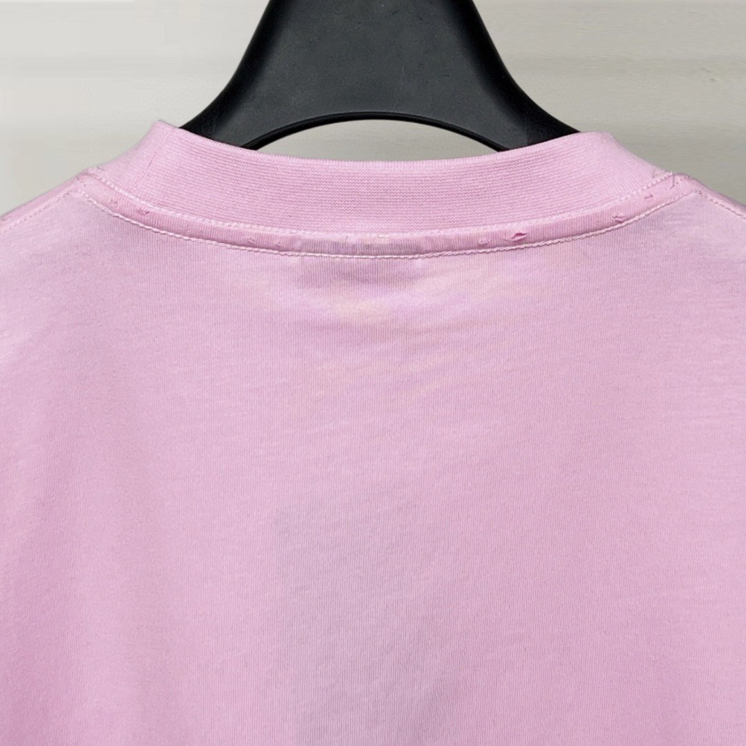 Balenciaga 巴黎世家 教堂城堡印花圆领短袖 T恤 圆领 夏季 粉色 A0 