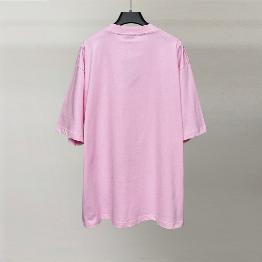 Balenciaga 巴黎世家 教堂城堡印花圆领短袖 T恤 圆领 夏季 粉色 A0 