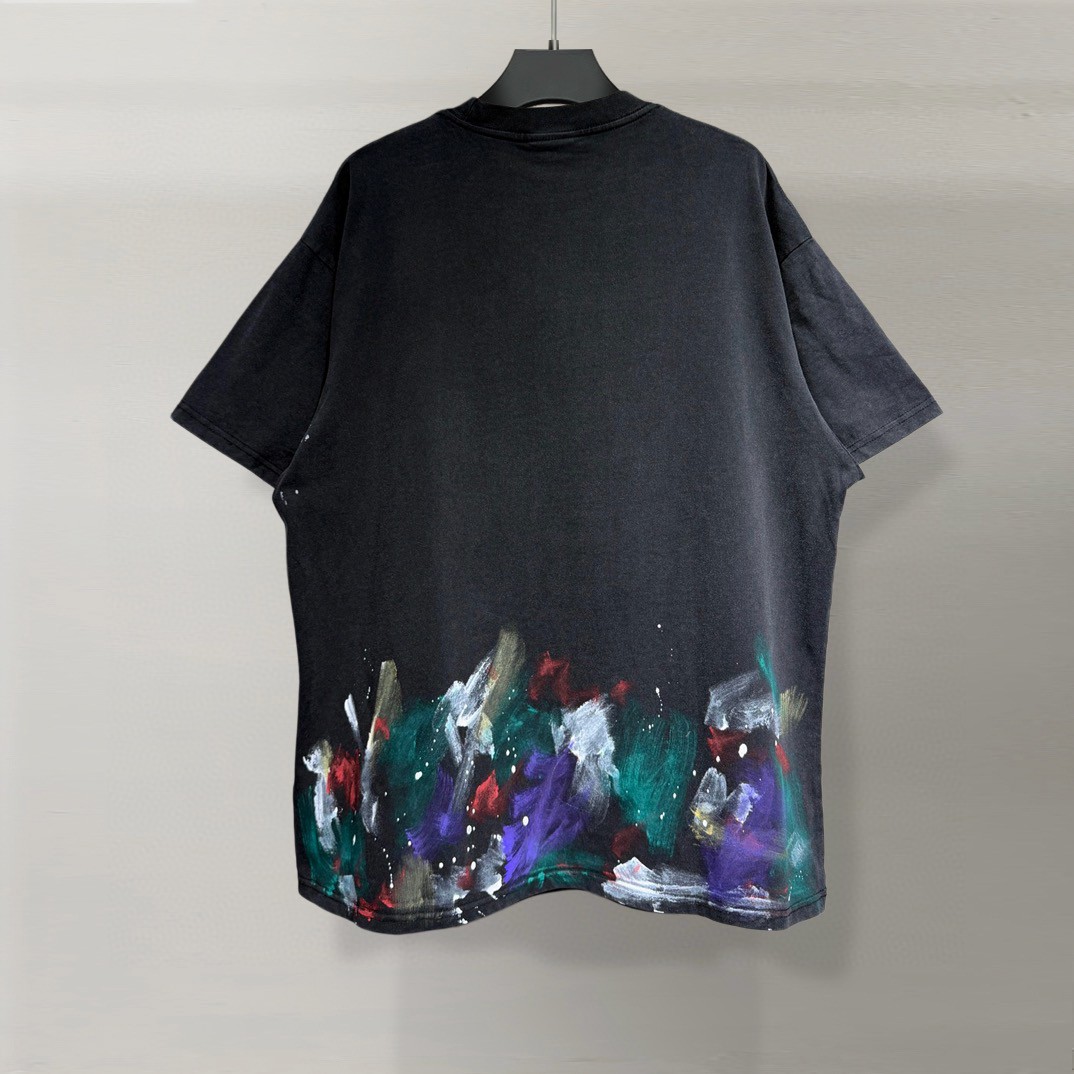 Balenciaga 巴黎世家 涂鸦DIY圆领短袖 T恤 圆领 夏季 黑色 A0 