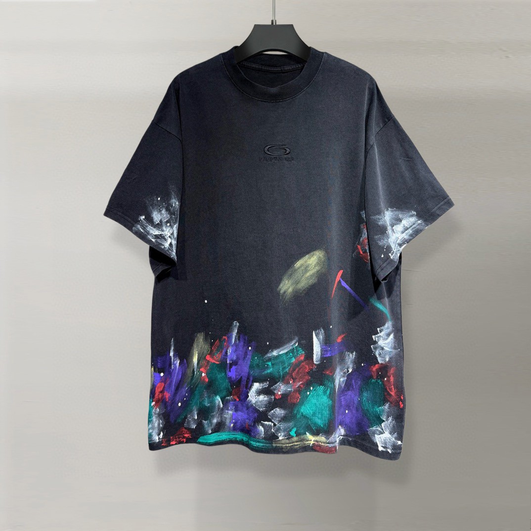 Balenciaga 巴黎世家 涂鸦DIY圆领短袖 T恤 圆领 夏季 黑色 A0 