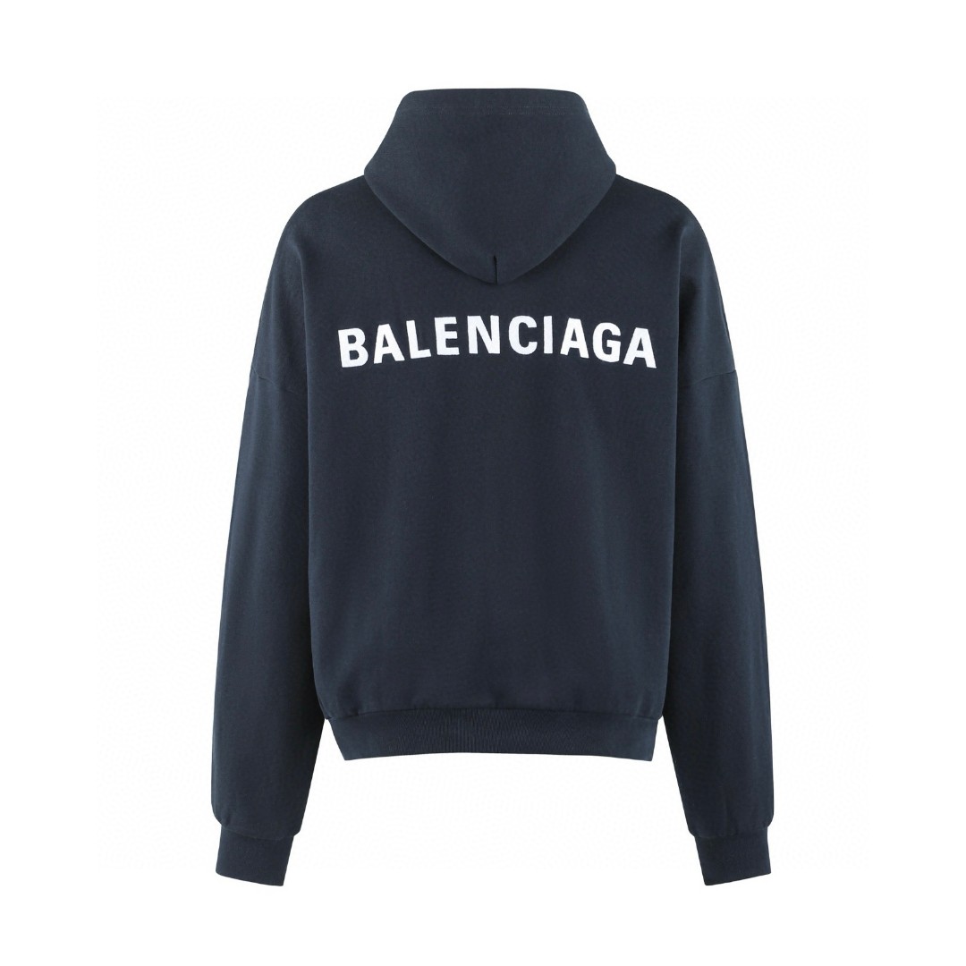 Balenciaga 巴黎世家 字母刺绣连帽卫衣 长袖 外套 米白色 黑色 B0 827939TTVJ23307