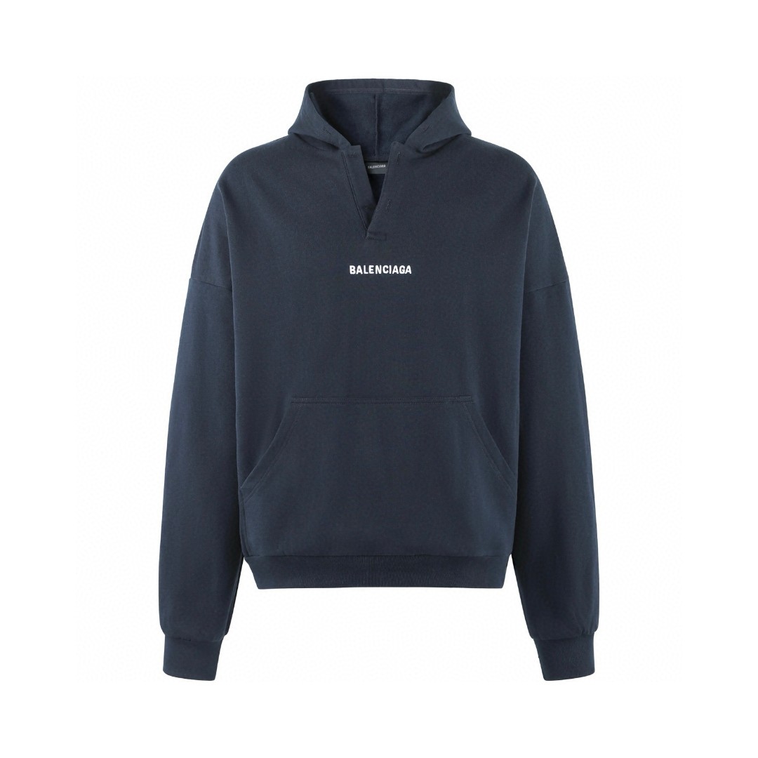 Balenciaga 巴黎世家 字母刺绣连帽卫衣 长袖 外套 米白色 黑色 B0 827939TTVJ23307