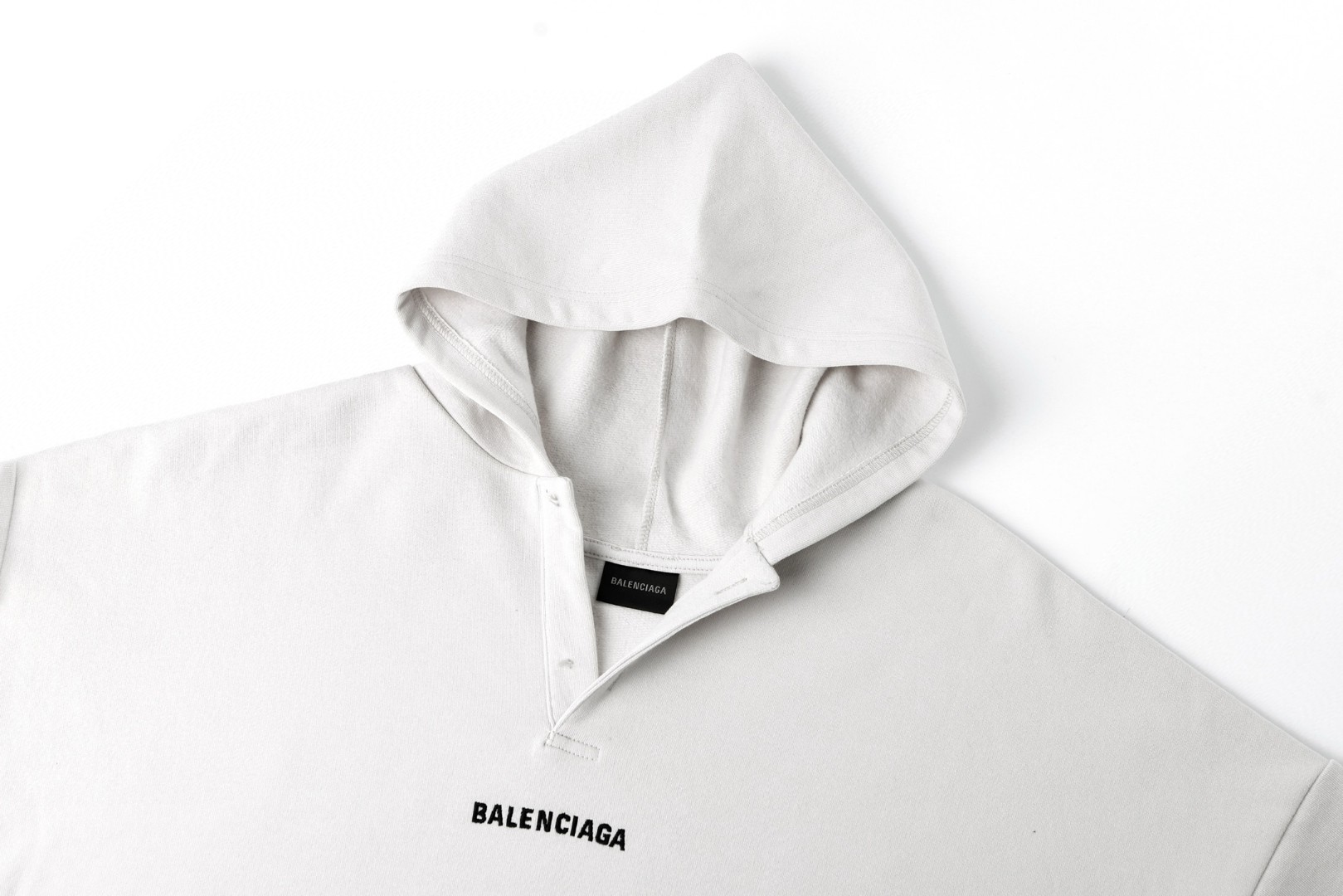 Balenciaga 巴黎世家 字母刺绣连帽卫衣 长袖 外套 米白色 黑色 B0 827939TTVJ23307