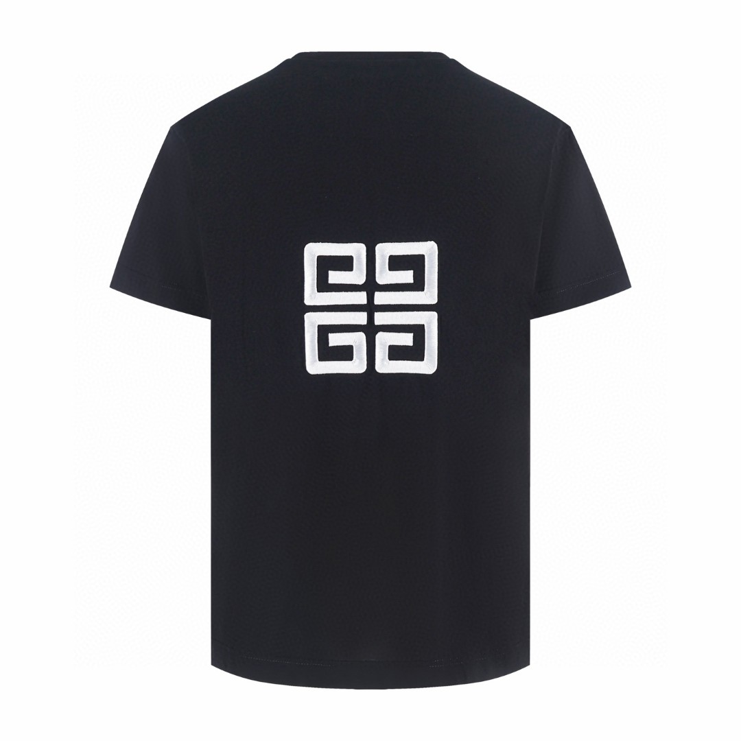 Givenchy 纪梵希 刺绣logo圆领短袖 T恤  夏款 男女同款 白色 黑色 A0 BM71543Y6B-001