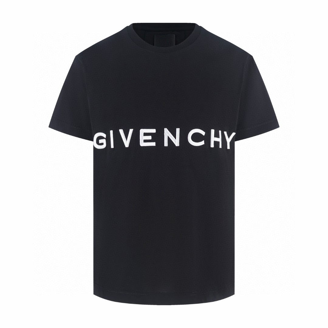 Givenchy 纪梵希 刺绣logo圆领短袖 T恤  夏款 男女同款 白色 黑色 A0 BM71543Y6B-001