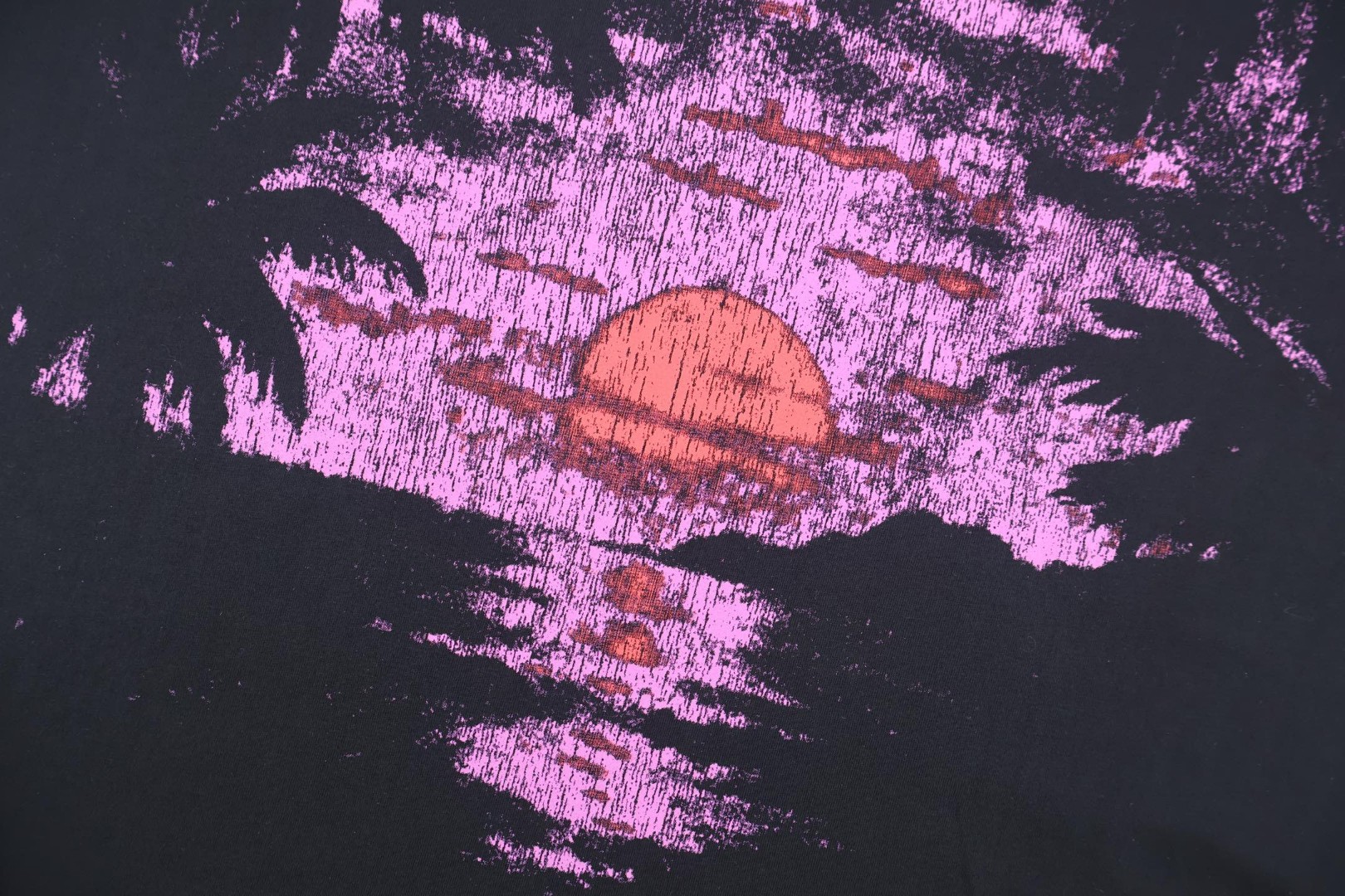 Balenciaga 巴黎世家 夏威夷粉色夕阳圆领短袖 T恤 圆领 夏季 黑色 A0 A00497TUVO91000