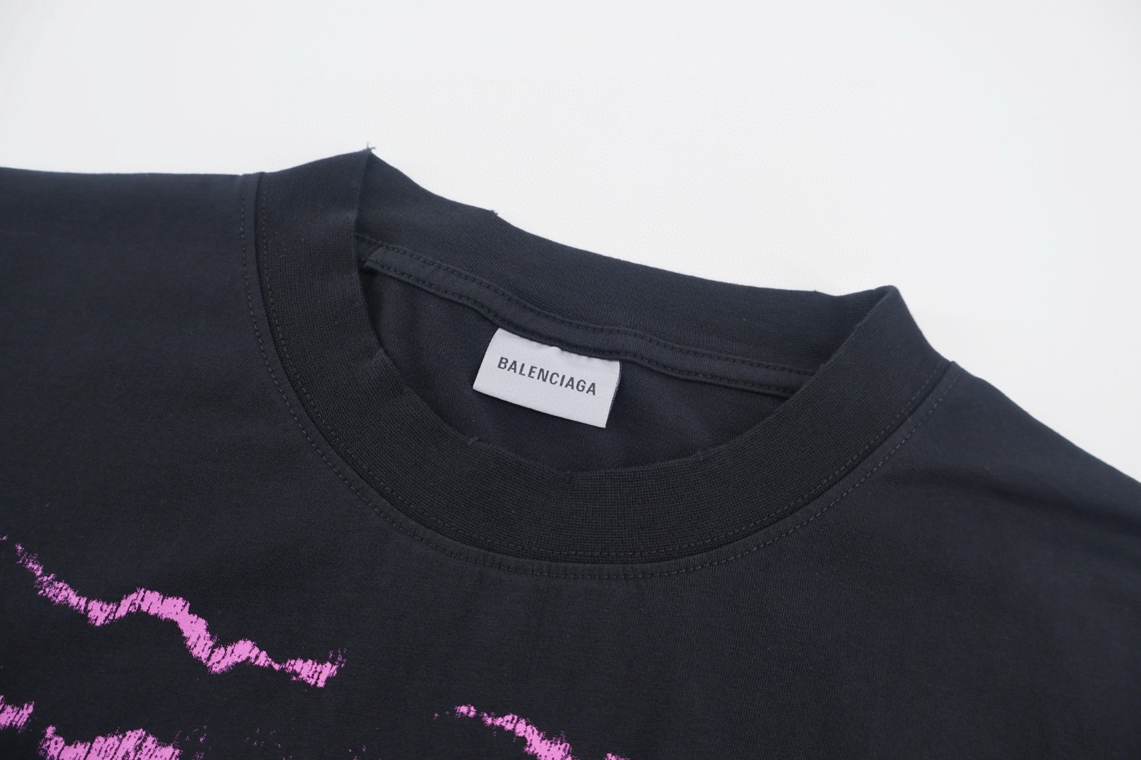 Balenciaga 巴黎世家 夏威夷粉色夕阳圆领短袖 T恤 圆领 夏季 黑色 A0 A00497TUVO91000