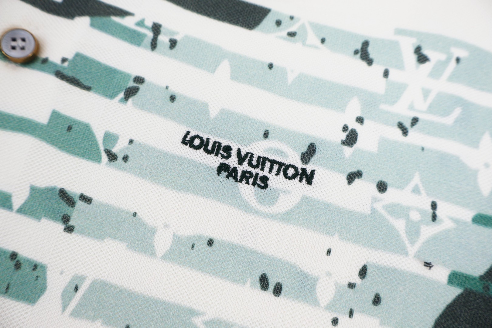 LOUIS VUITTON 路易威登 LV 暗纹棋盘格印花Polo衫 短袖 白色 A7 1AK7JU
