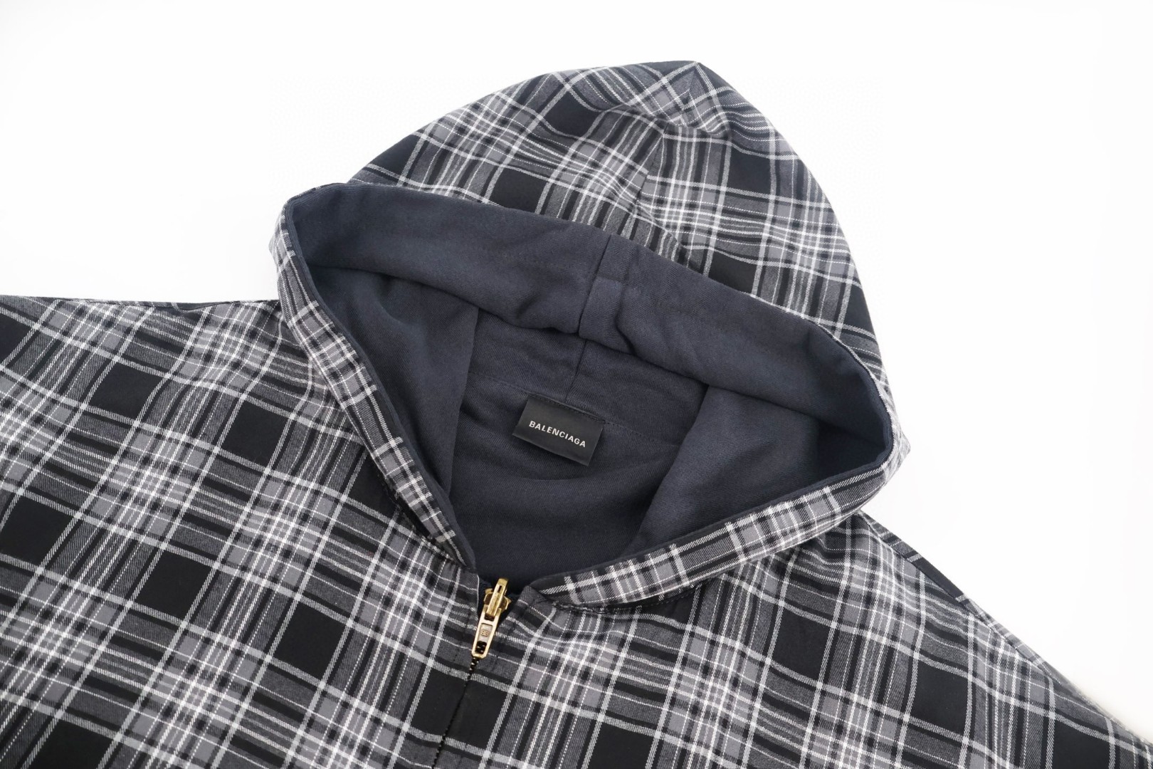 Balenciaga 巴黎世家 格纹3M刺绣双面两穿拉链连帽夹克 外套 长袖 C0