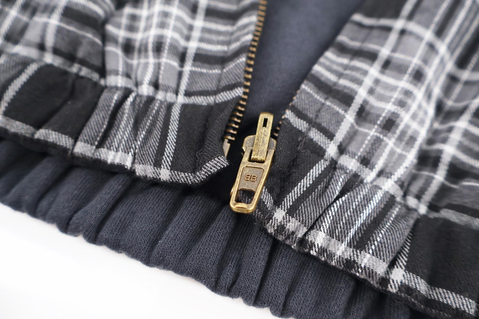 Balenciaga 巴黎世家 格纹3M刺绣双面两穿拉链连帽夹克 外套 长袖 C0