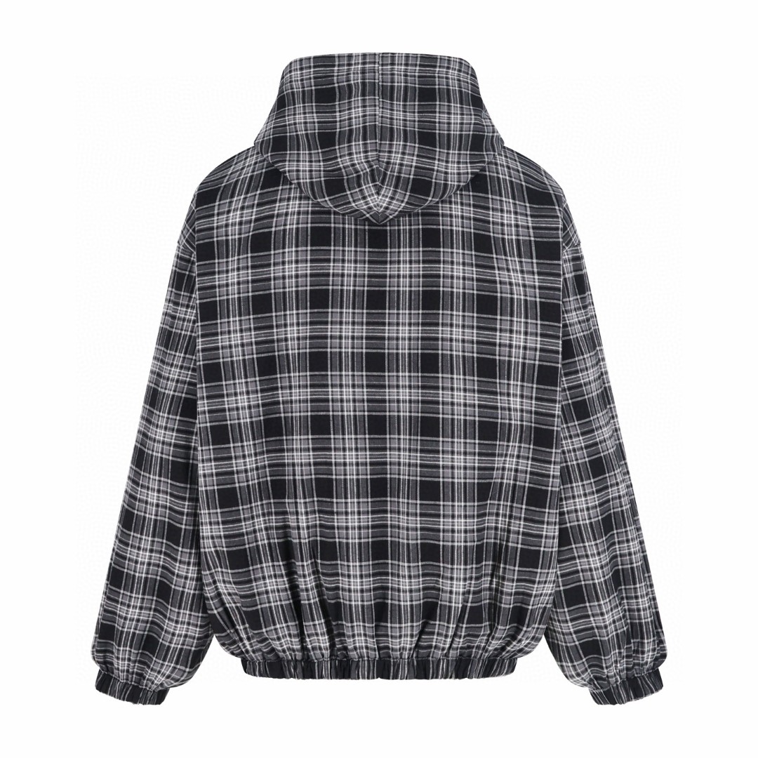 Balenciaga 巴黎世家 格纹3M刺绣双面两穿拉链连帽夹克 外套 长袖 C0