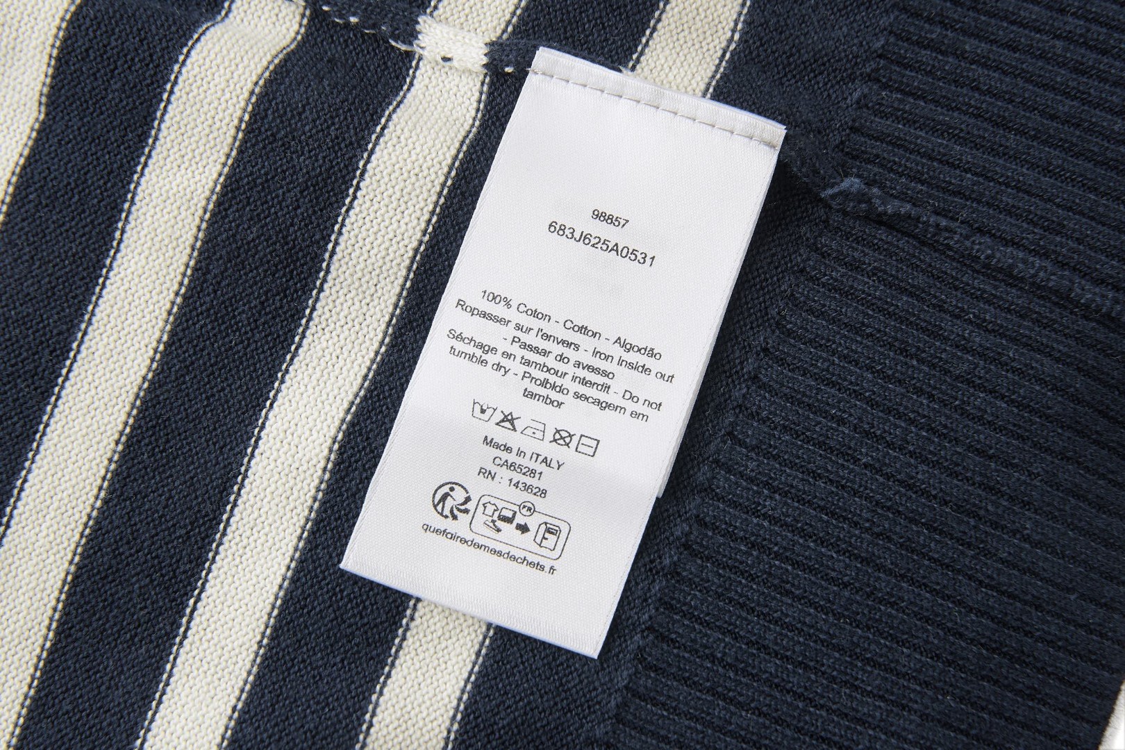 DIOR 迪奥 拼色条纹标识刺绣毛衣 针织衫 外套 长袖 蓝色 B0 693M621A7030-C580