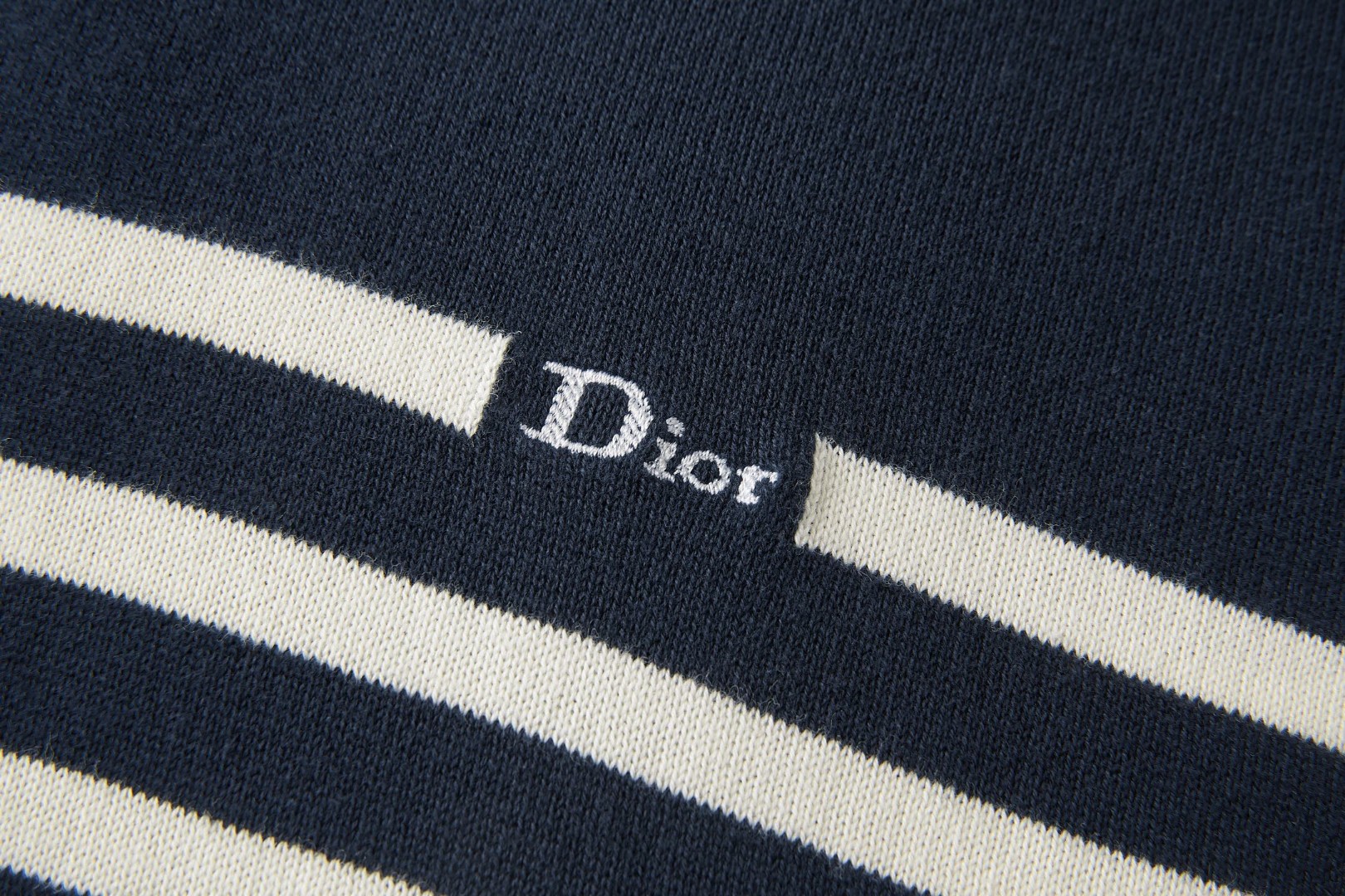 DIOR 迪奥 拼色条纹标识刺绣毛衣 针织衫 外套 长袖 蓝色 B0 693M621A7030-C580