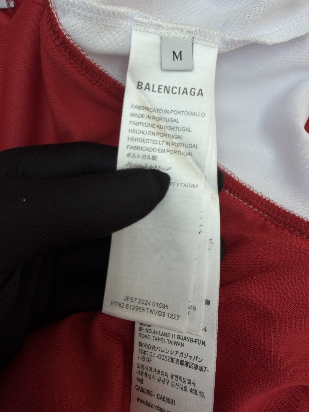 Balenciaga 巴黎世家 酒红撞白拼接皇冠B刺绣足球短袖 球衣 T恤 红色 A2 A003GLTUVZ71000