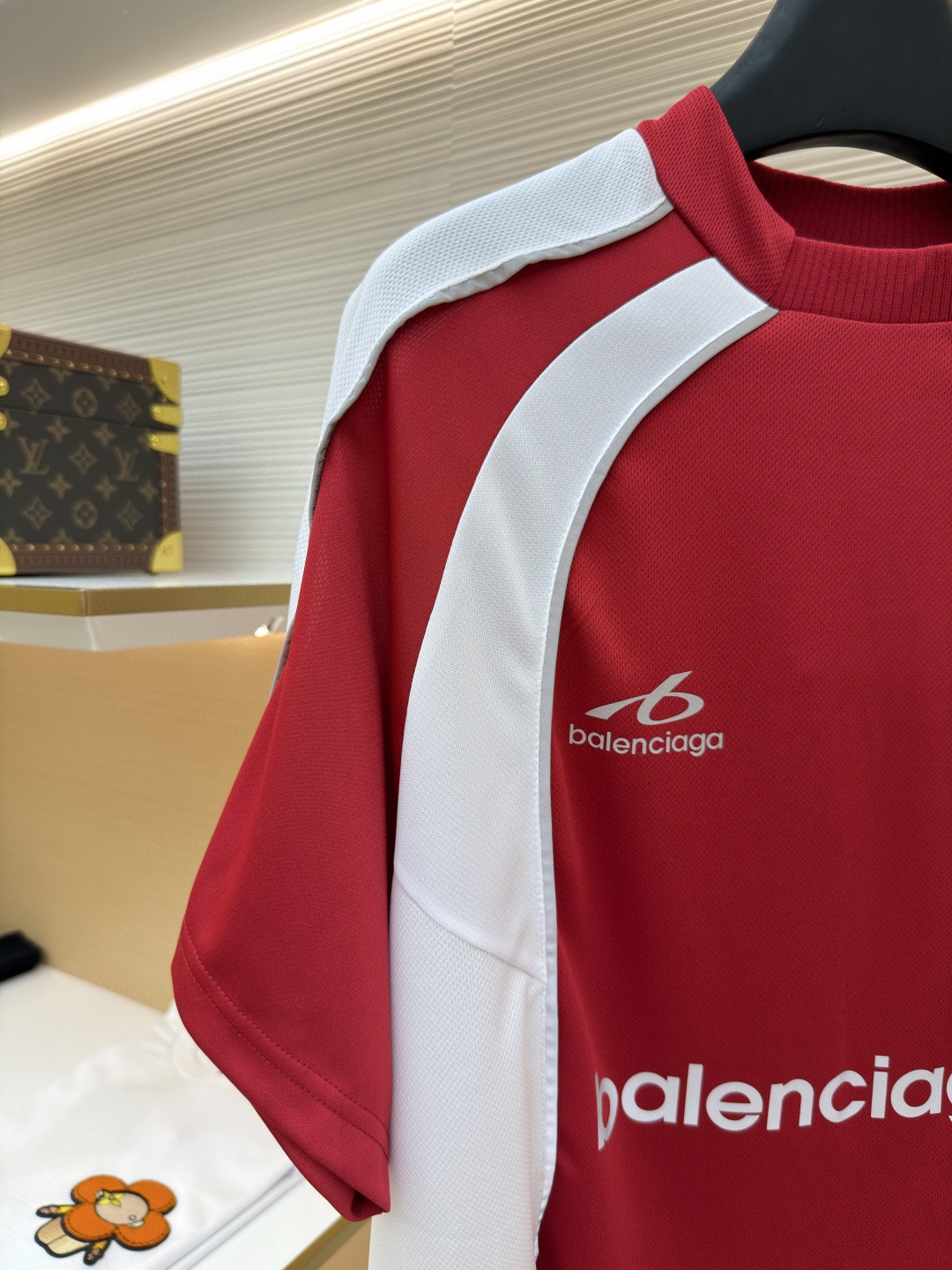 Balenciaga 巴黎世家 酒红撞白拼接皇冠B刺绣足球短袖 球衣 T恤 红色 A2 A003GLTUVZ71000