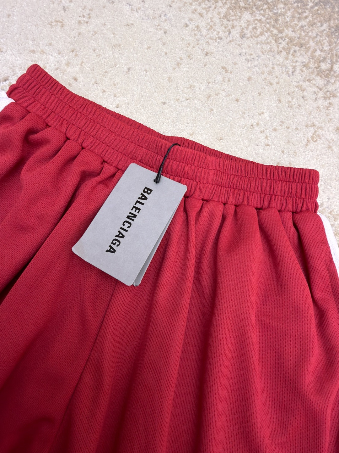 Balenciaga 巴黎世家 拼色阔腿足球裤 短裤 运动裤 五分裤 休闲裤 裤子 红色 A2