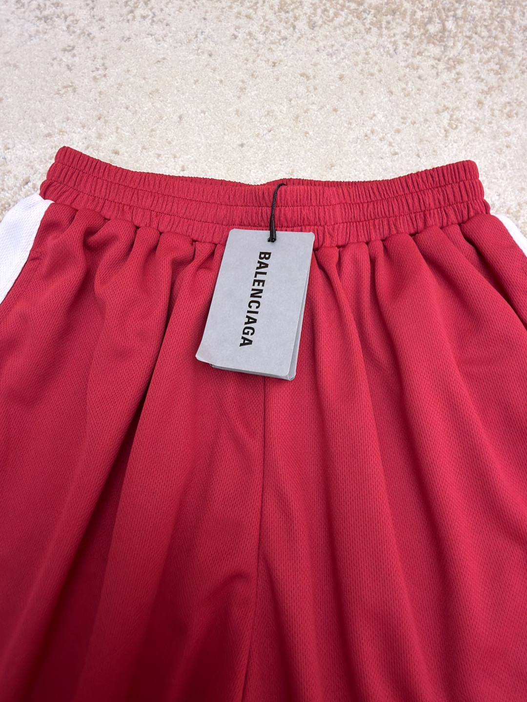 Balenciaga 巴黎世家 拼色阔腿足球裤 短裤 运动裤 五分裤 休闲裤 裤子 红色 A2