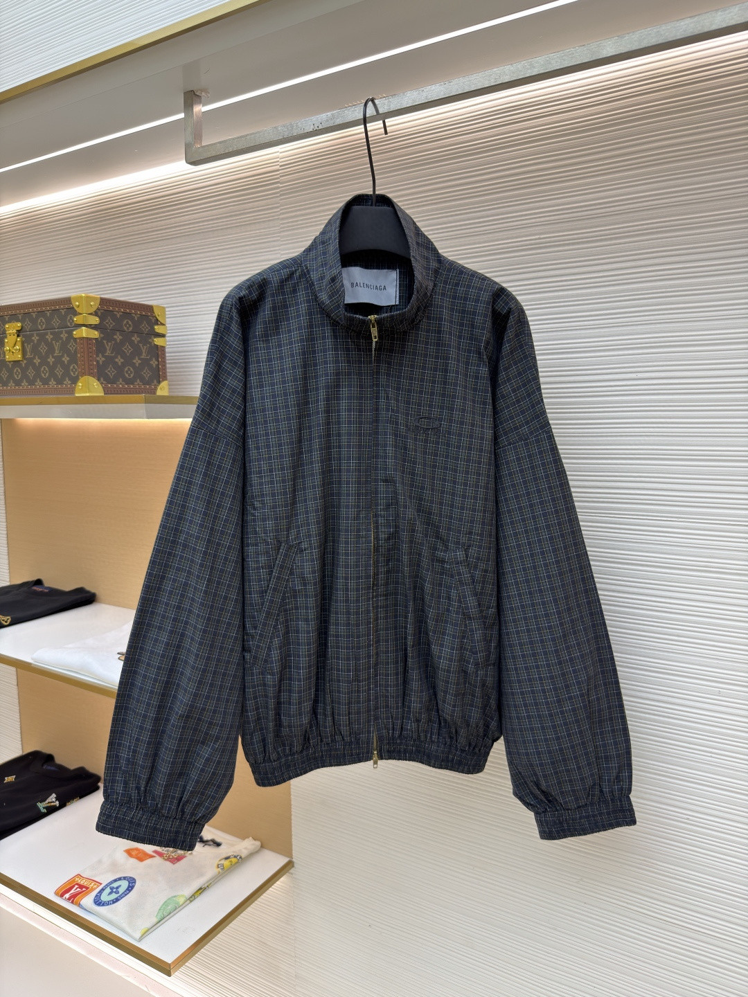 Balenciaga 巴黎世家 双向拉链开合刺绣格纹夹克 外套 长袖 B5 866520TMM498069