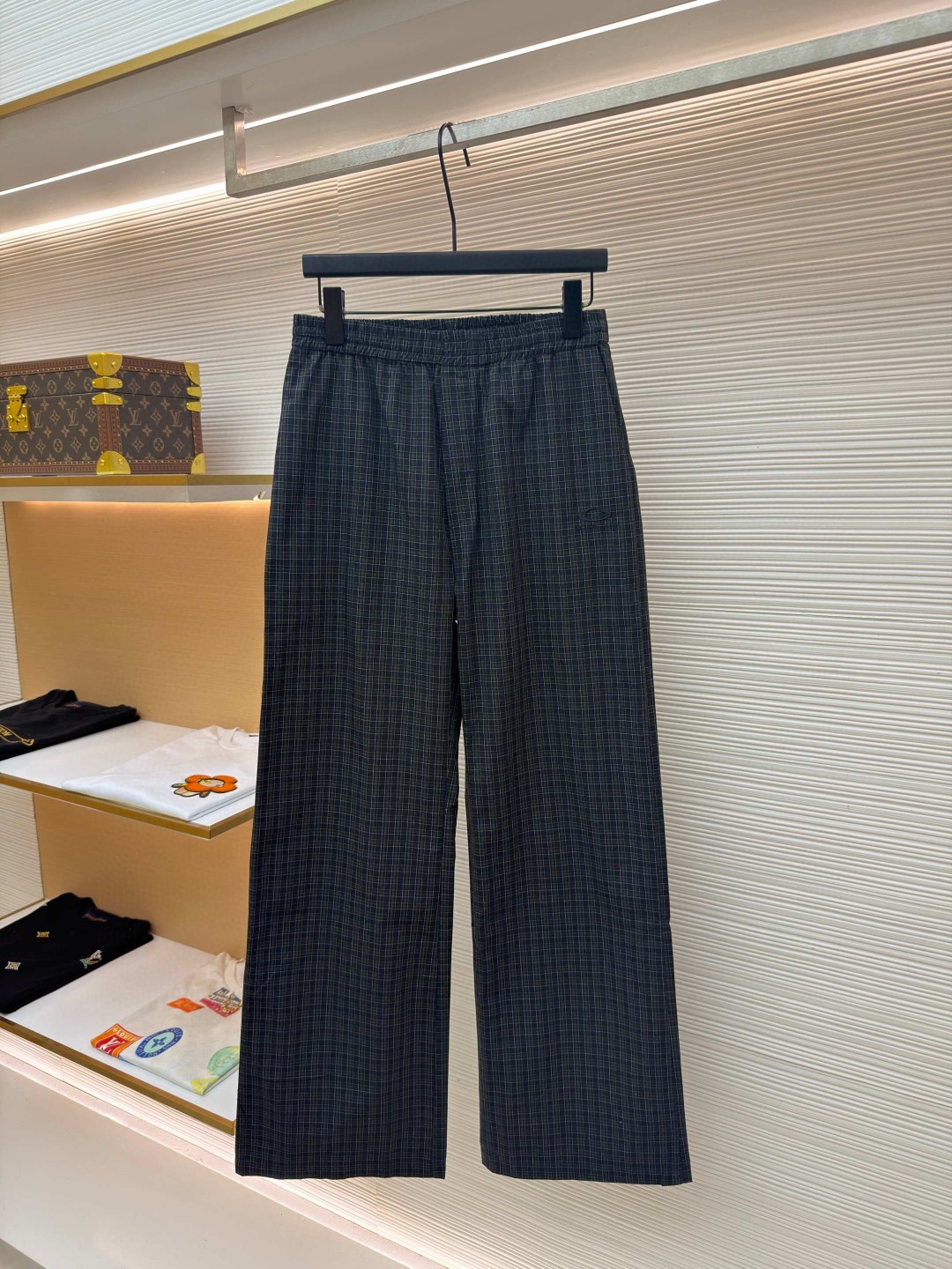 Balenciaga 巴黎世家 格纹阔腿休闲裤 长裤 裤子 B0 