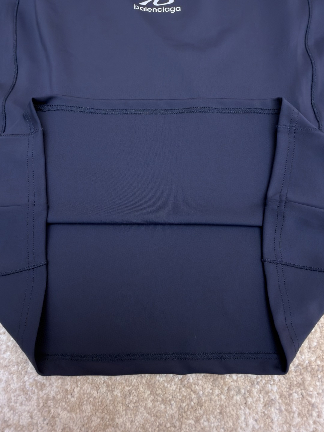 Balenciaga 巴黎世家 假两件拼接袖紧身速干衣 运动衣 长袖 T恤 藏蓝色 A5