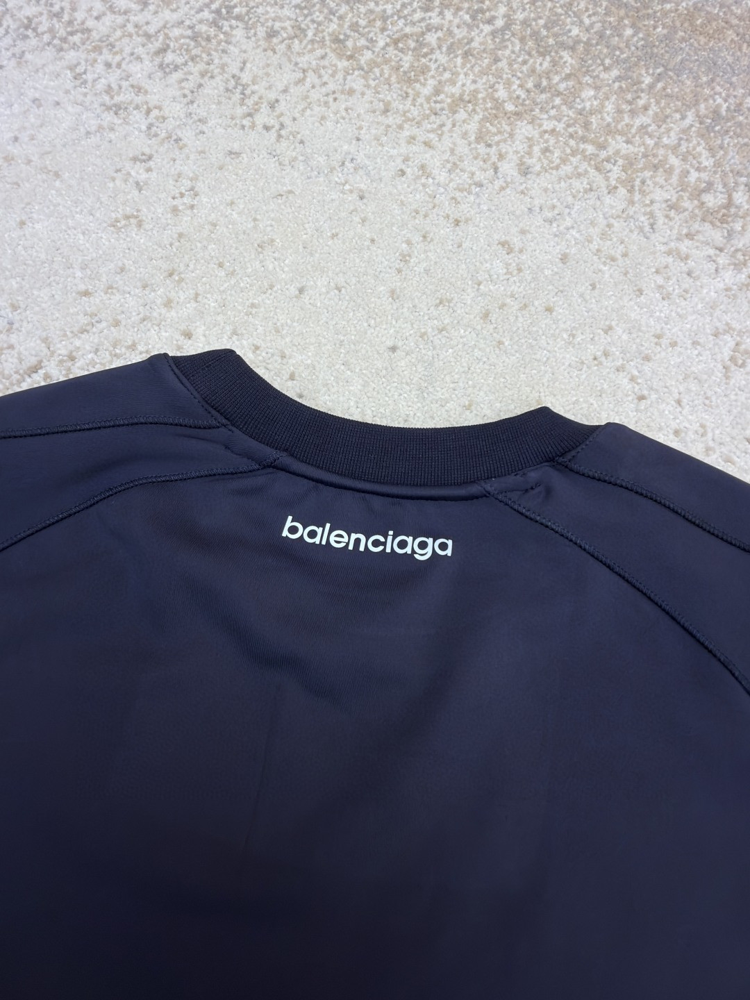 Balenciaga 巴黎世家 假两件拼接袖紧身速干衣 运动衣 长袖 T恤 藏蓝色 A5