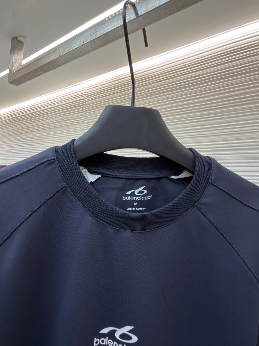 Balenciaga 巴黎世家 假两件拼接袖紧身速干衣 运动衣 长袖 T恤 藏蓝色 A5