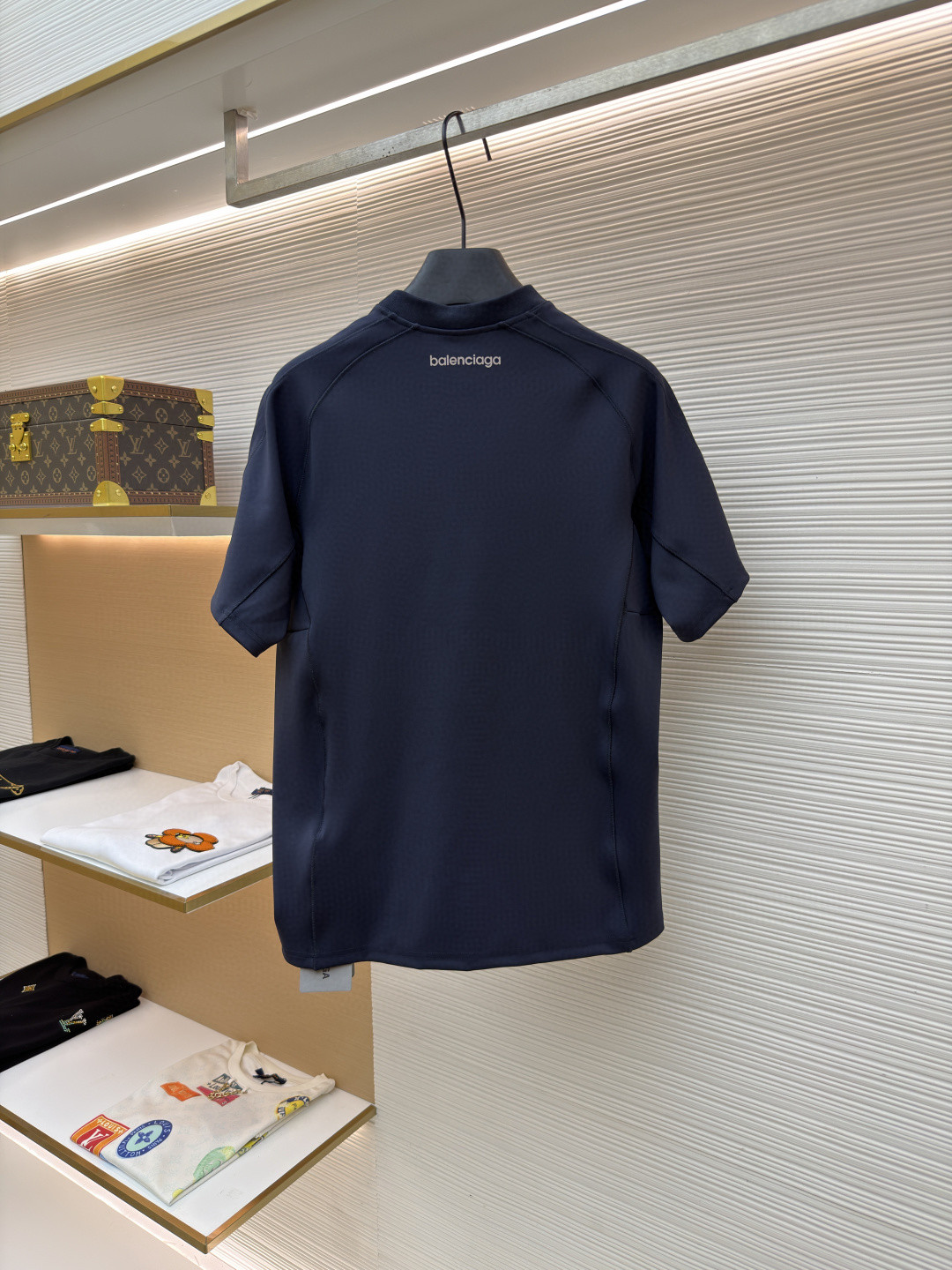 Balenciaga 巴黎世家 侧条机能速干短袖 T恤 速干衣 运动衣 夏季 藏蓝色 A2