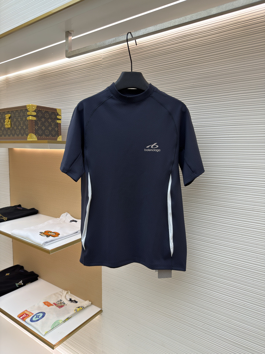 Balenciaga 巴黎世家 侧条机能速干短袖 T恤 速干衣 运动衣 夏季 藏蓝色 A2