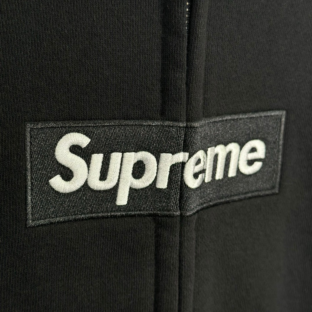 Supreme MM6 Maison Margiela 联名款 Box Logo Zip Up Hooded Sw泼墨刺绣拉链连帽卫衣 帽衫 外套 男女同款 蓝色 白色 黑色 SUP-SS26-100