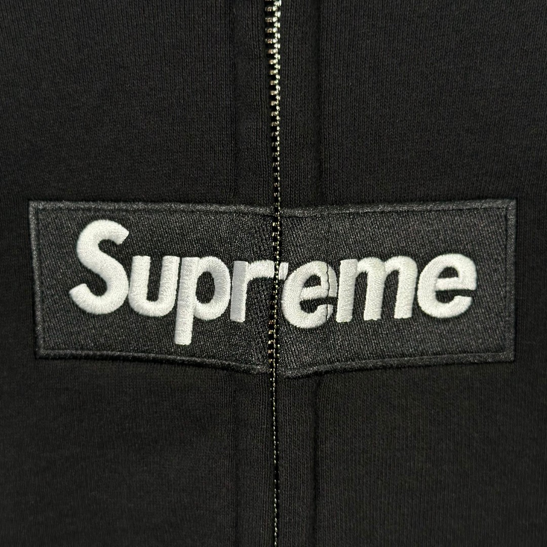 Supreme MM6 Maison Margiela 联名款 Box Logo Zip Up Hooded Sw泼墨刺绣拉链连帽卫衣 帽衫 外套 男女同款 蓝色 白色 黑色 SUP-SS26-100
