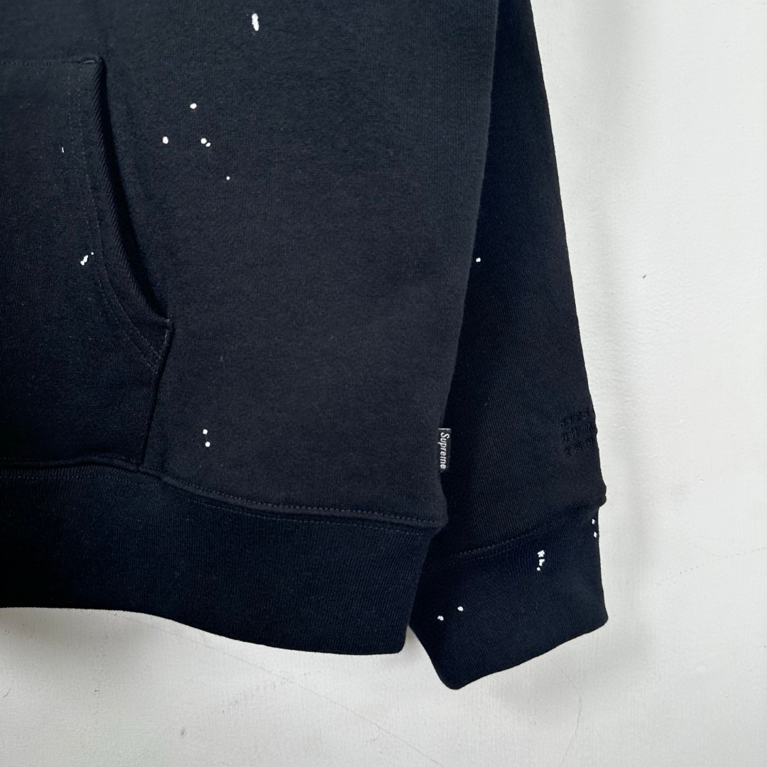 Supreme MM6 Maison Margiela 联名款 Box Logo Zip Up Hooded Sw泼墨刺绣拉链连帽卫衣 帽衫 外套 男女同款 蓝色 白色 黑色 SUP-SS26-100