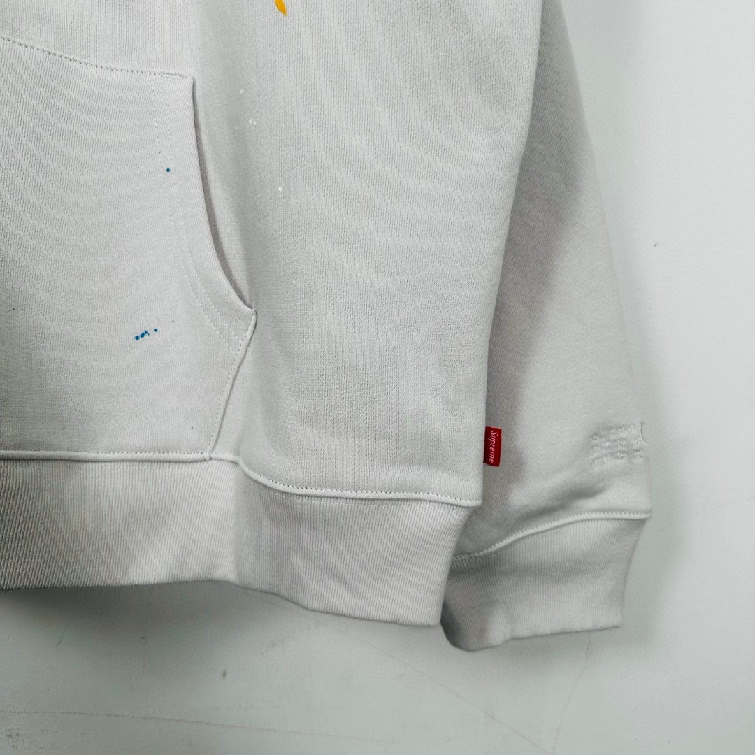 Supreme MM6 Maison Margiela 联名款 Box Logo Zip Up Hooded Sw泼墨刺绣拉链连帽卫衣 帽衫 外套 男女同款 蓝色 白色 黑色 SUP-SS26-100