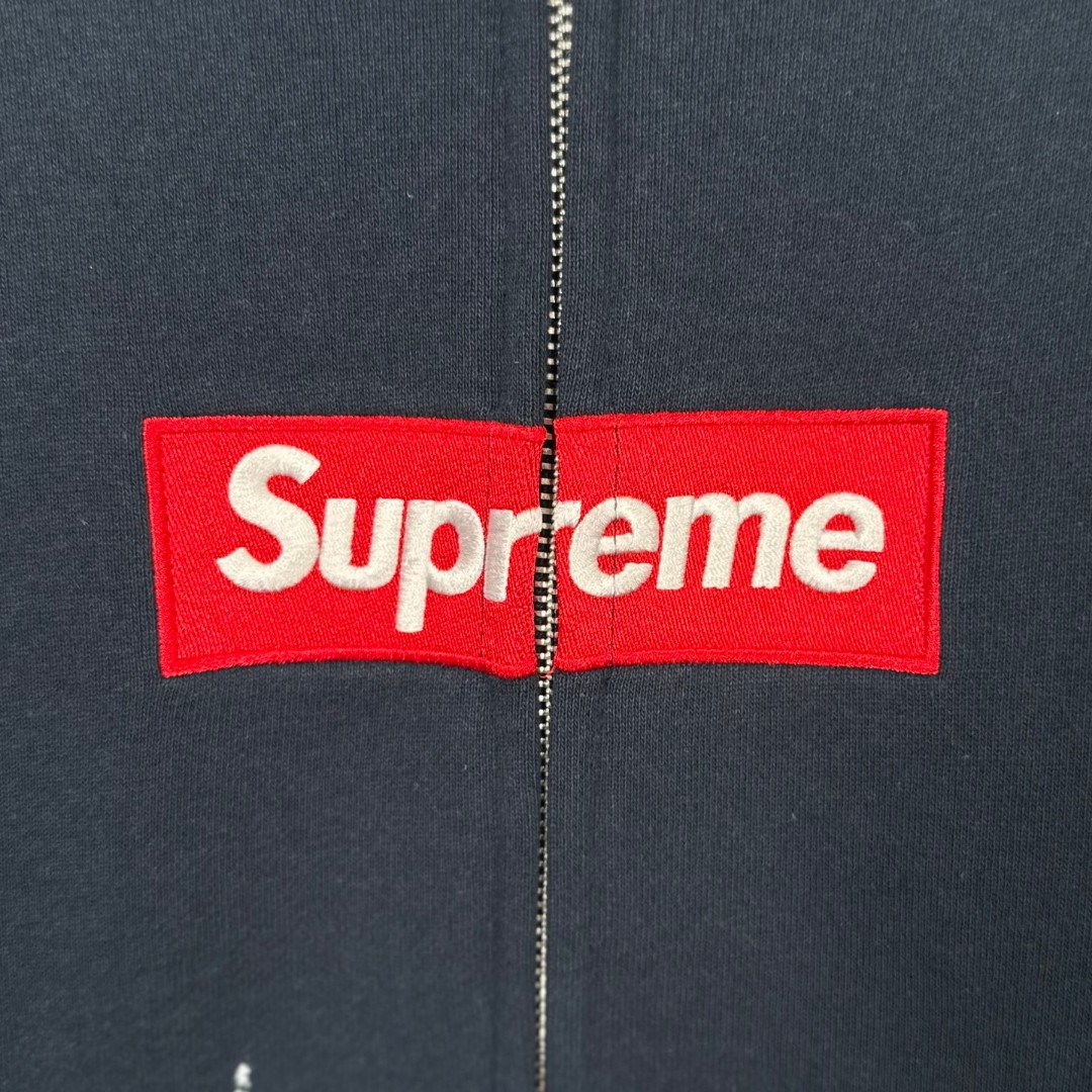 Supreme MM6 Maison Margiela 联名款 Box Logo Zip Up Hooded Sw泼墨刺绣拉链连帽卫衣 帽衫 外套 男女同款 蓝色 白色 黑色 SUP-SS26-100