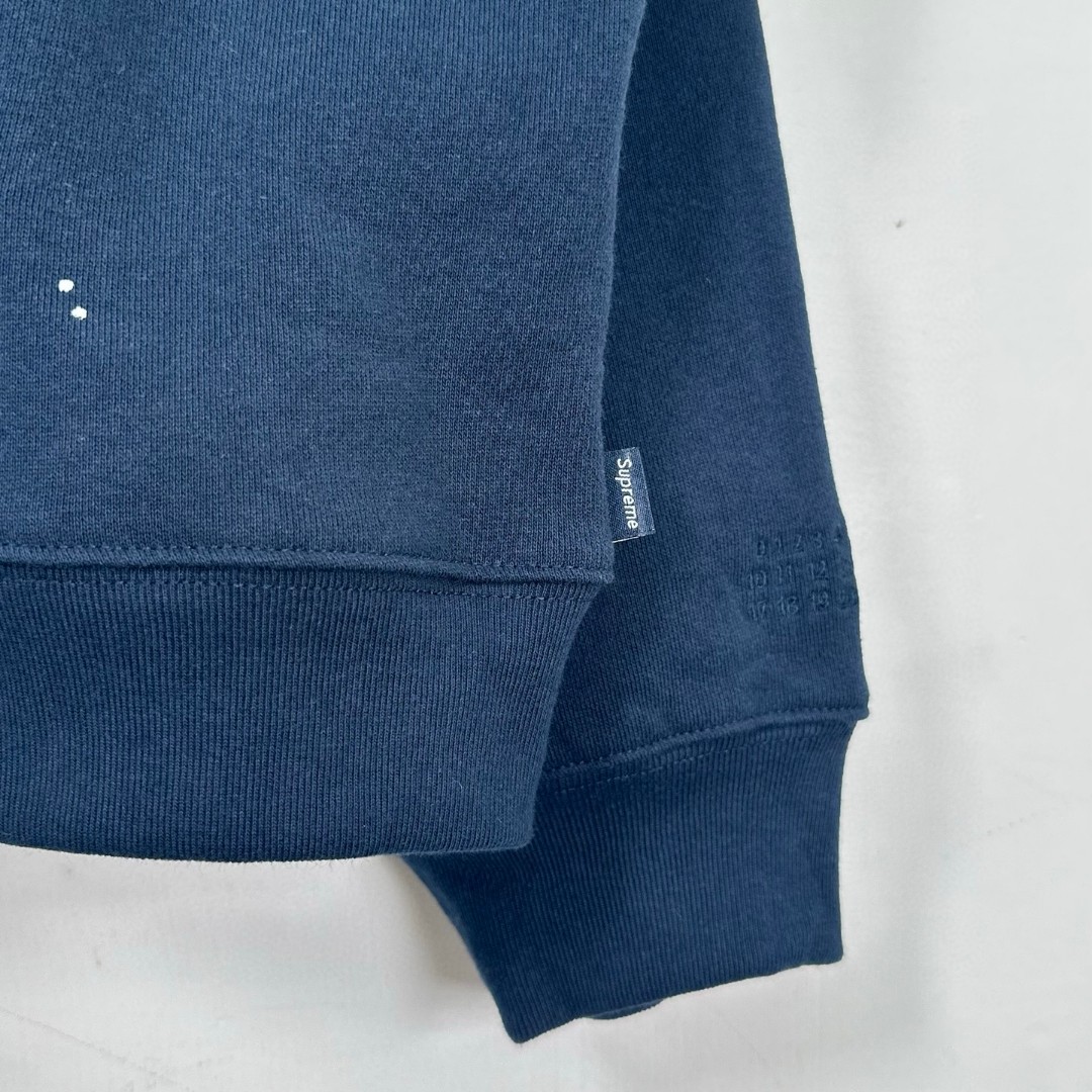 Supreme MM6 Maison Margiela 联名款 Box Logo Zip Up Hooded Sw泼墨刺绣拉链连帽卫衣 帽衫 外套 男女同款 蓝色 白色 黑色 SUP-SS26-100