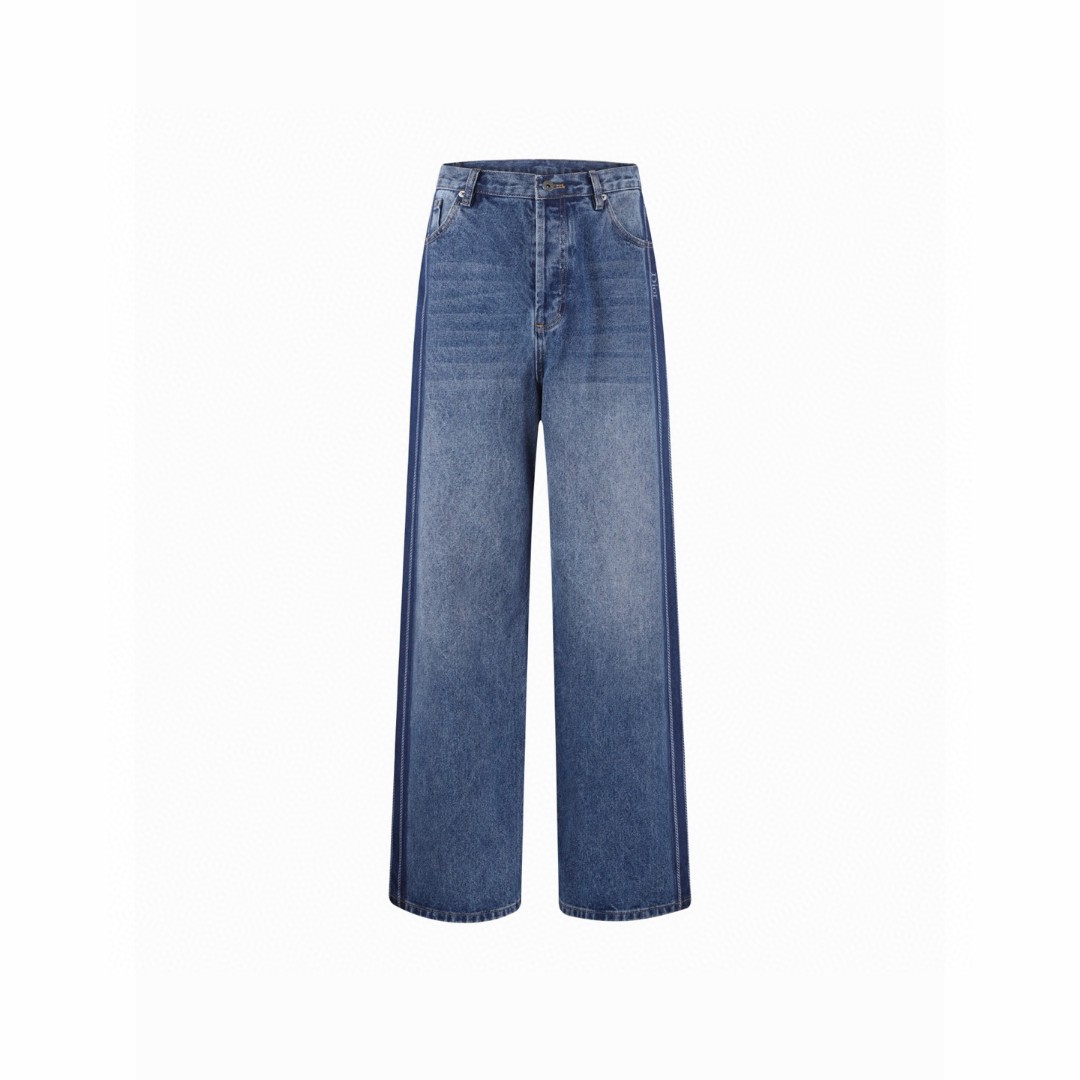 DIOR 迪奥 侧边条纹提花logo皮标牛仔裤 长裤 裤子 蓝色 B5 693D006A3083-C580