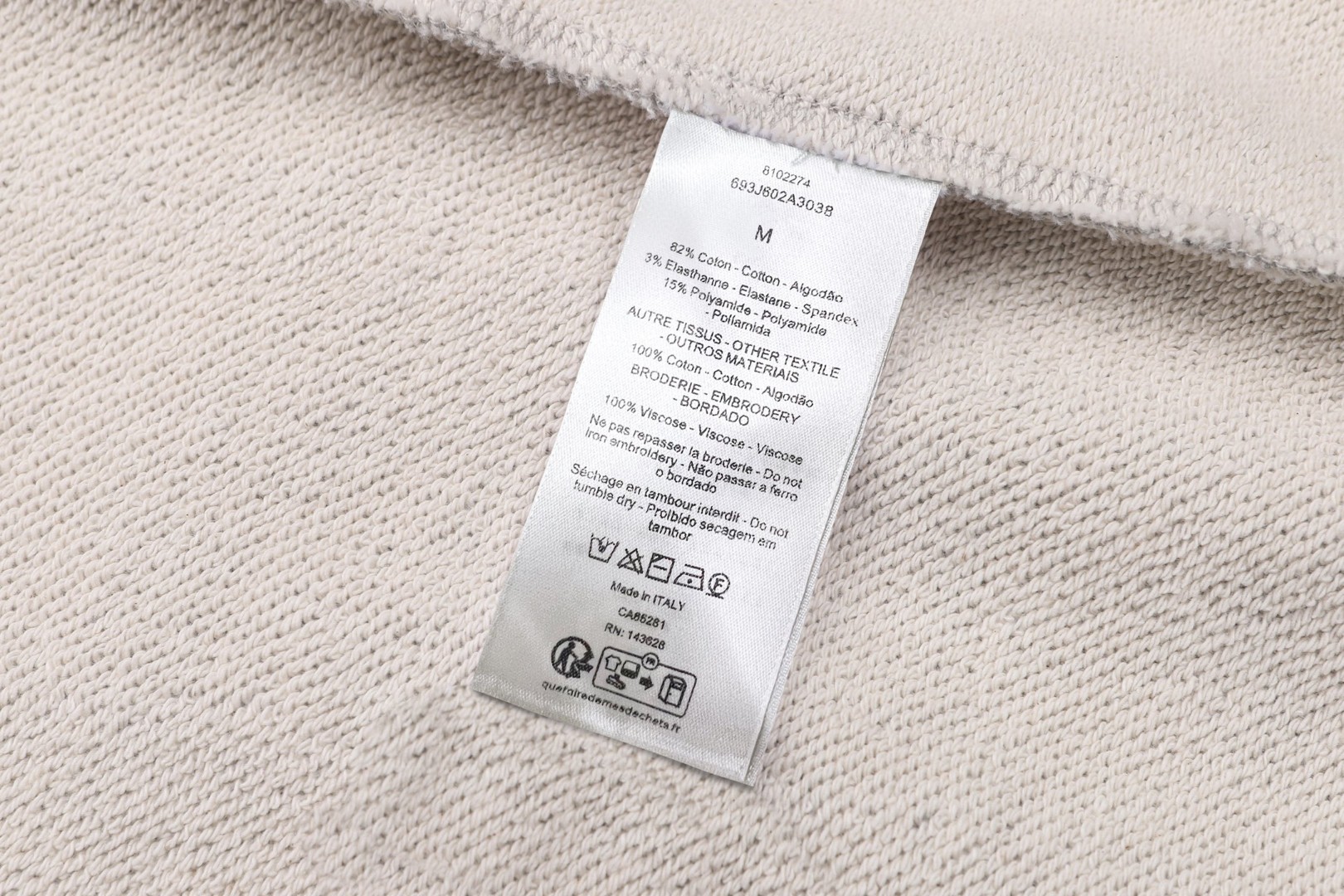 DIOR 迪奥 拼色小logo刺绣圆领卫衣 外套 长袖 灰色 B0 693J602A3038-C885