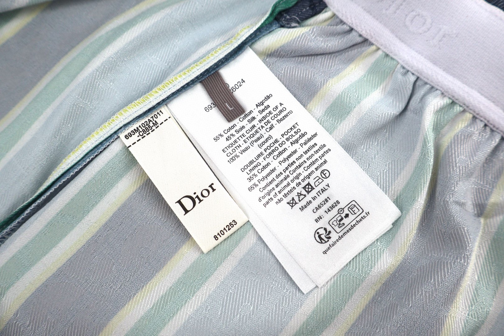 DIOR 迪奥 条纹老花满印休闲裤 短裤 裤子 五分裤 蓝色 B0 693C145C6024-C589