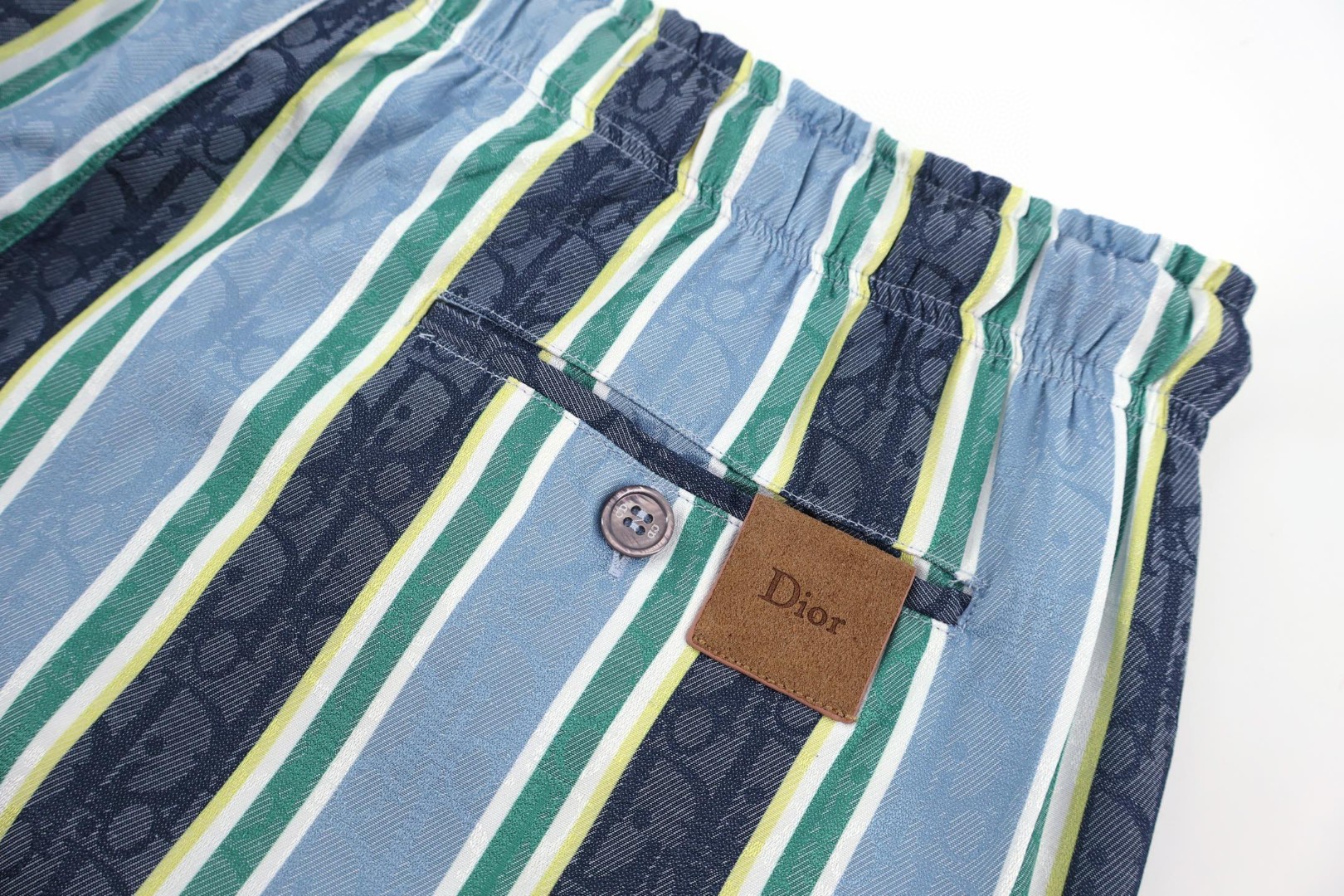DIOR 迪奥 条纹老花满印休闲裤 短裤 裤子 五分裤 蓝色 B0 693C145C6024-C589
