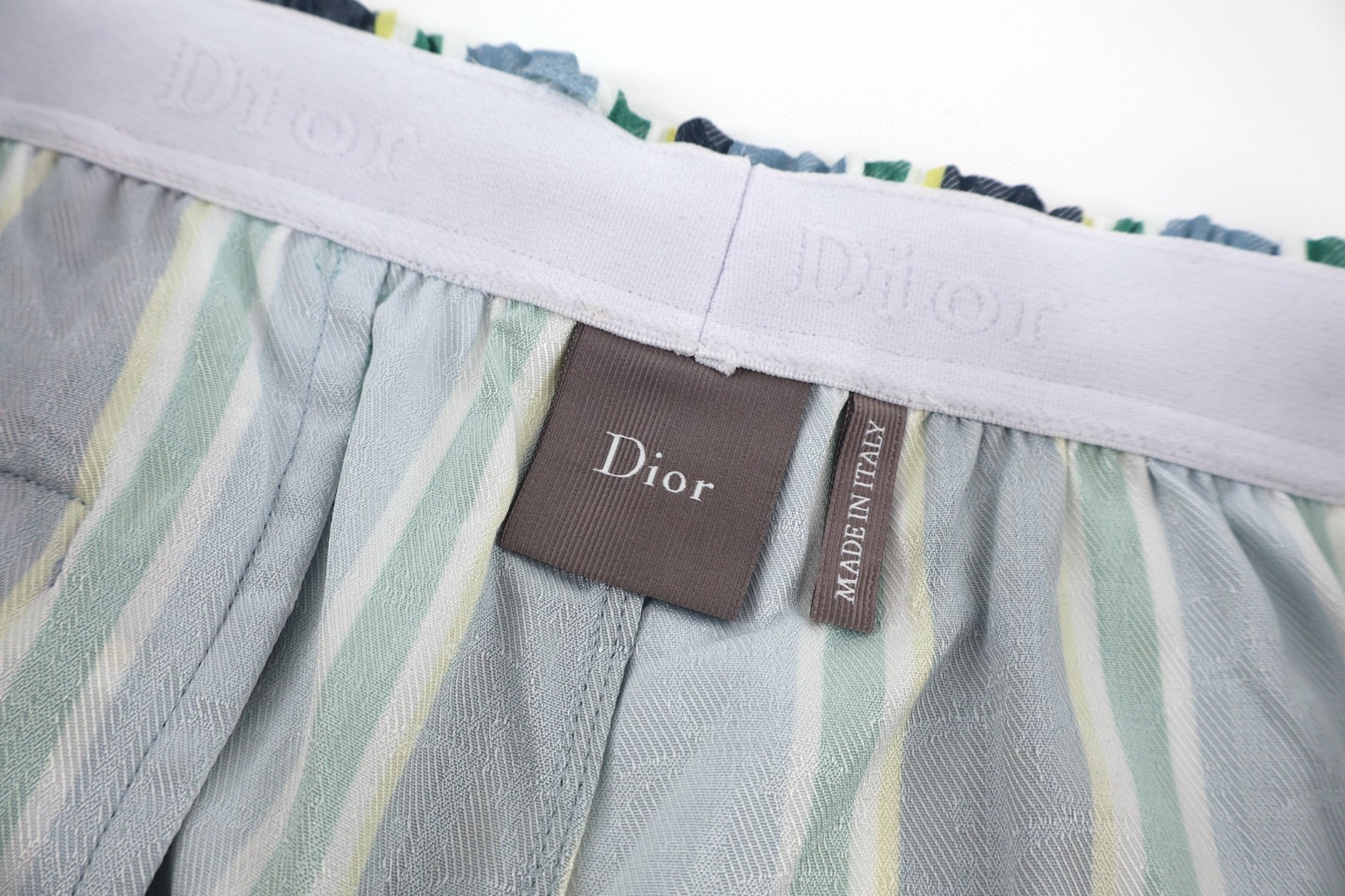 DIOR 迪奥 条纹老花满印休闲裤 短裤 裤子 五分裤 蓝色 B0 693C145C6024-C589