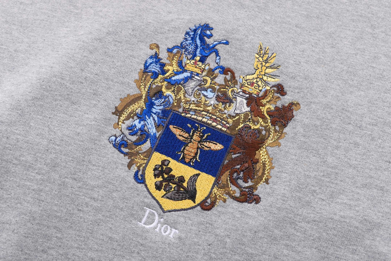 DIOR 迪奥 重工刺绣标识棉质连帽卫衣 帽衫 外套 长袖 灰色 B0 693J635A3105-C889