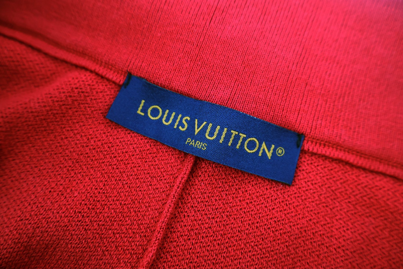 LOUIS VUITTON 路易威登 LV 皮标华夫格抽绳针织短裤 休闲裤 裤子 五分裤 红色 B0