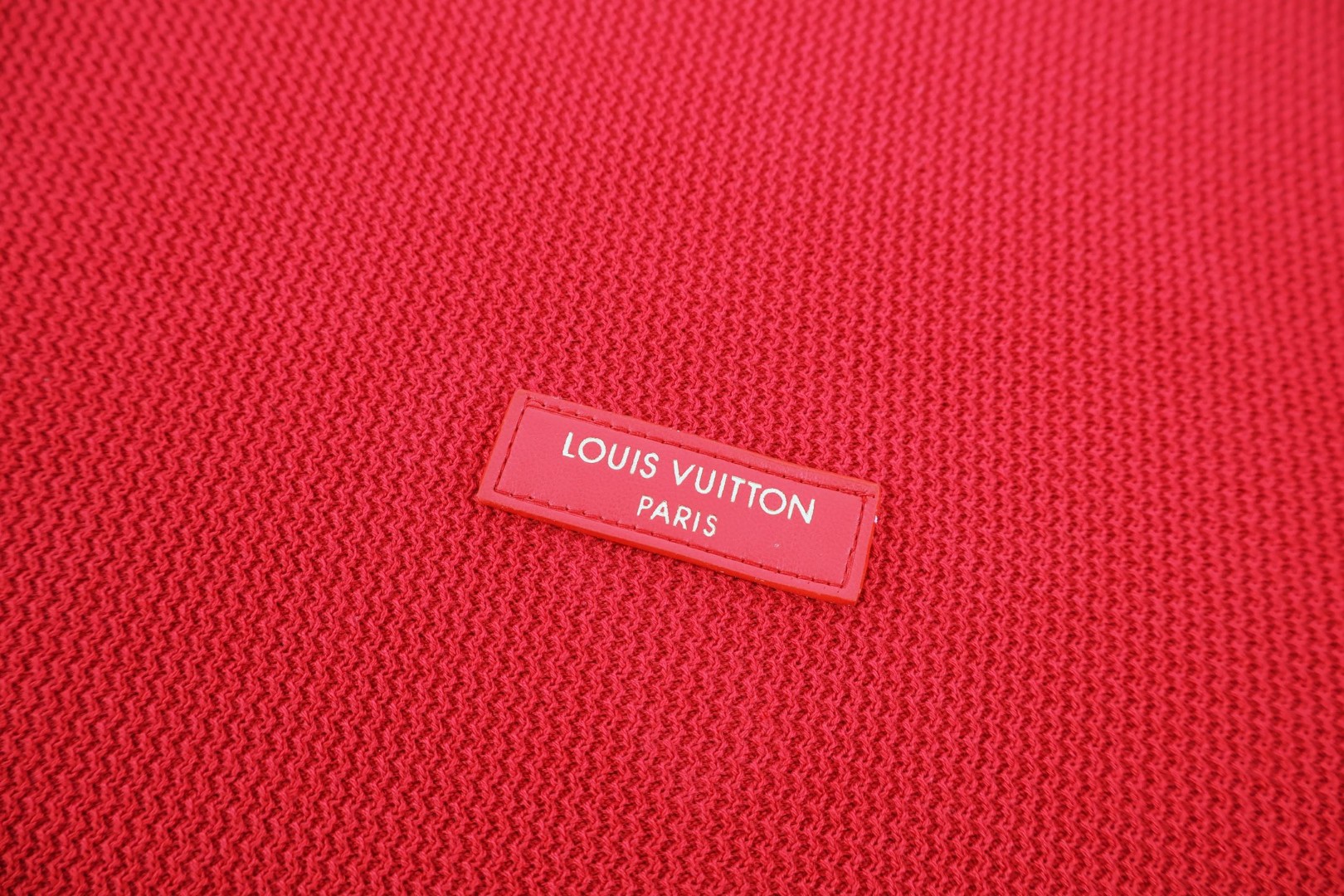 LOUIS VUITTON 路易威登 LV 皮标华夫格针织圆领短袖 T恤 夏款 红色 B0 