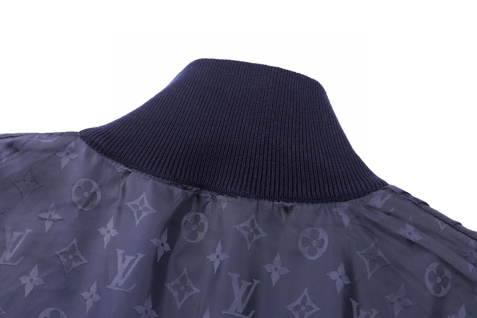 LOUIS VUITTON 路易威登 双面两穿皮标logo标识拉链运动外套 夹克 长袖 藏蓝色 C0 1AK72W