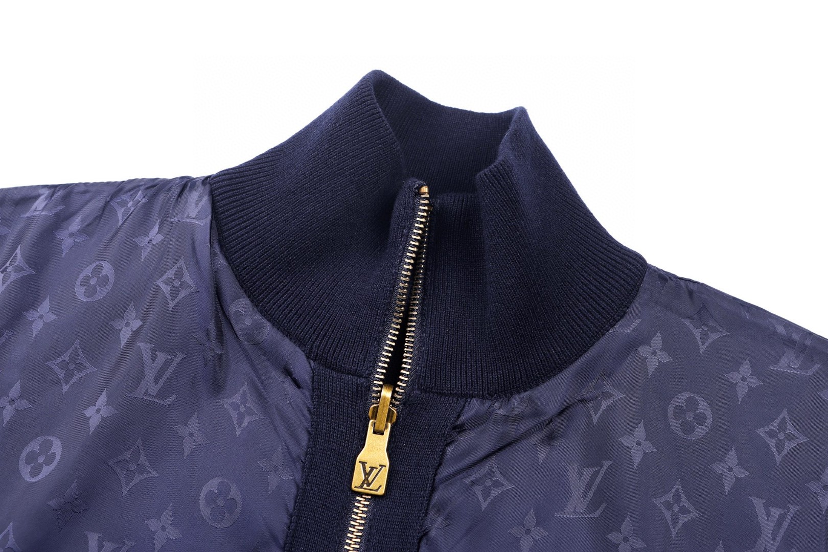 LOUIS VUITTON 路易威登 双面两穿皮标logo标识拉链运动外套 夹克 长袖 藏蓝色 C0 1AK72W