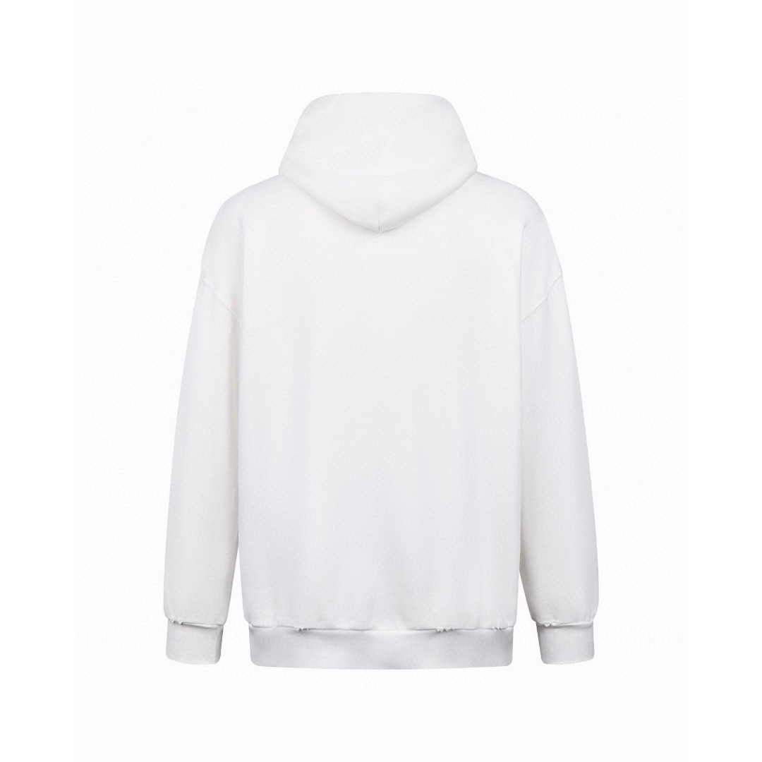 Balenciaga 巴黎世家 logo印花磨破连帽卫衣 帽衫 长袖 外套 白色 黑色 B0 803265TRVS99081